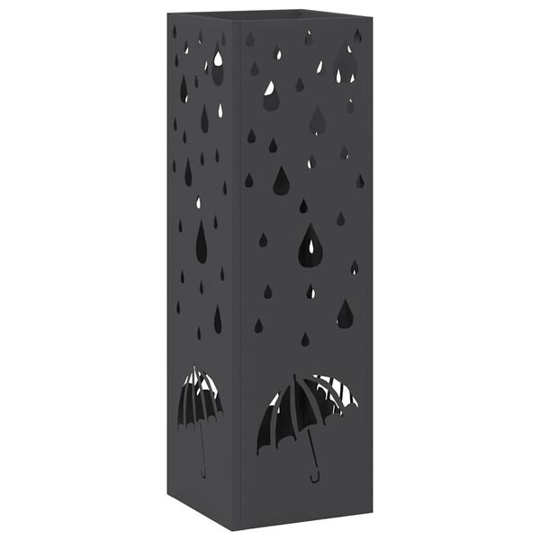 vidaXL Umbrella Stand Black 15.5 x 15.5 x 49 cm Metal