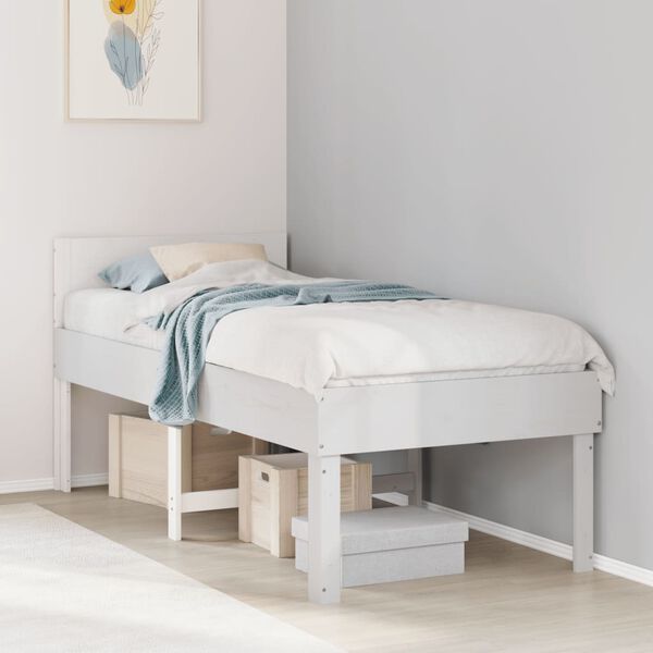 vidaXL Bed Frame without Mattress White 75x190 cm Small Single Solid Wood Pine