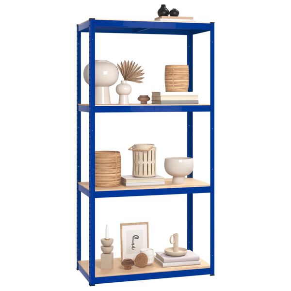 vidaXL 4-Layer Shelves 3 pcs Blue Steel&Engineered Wood