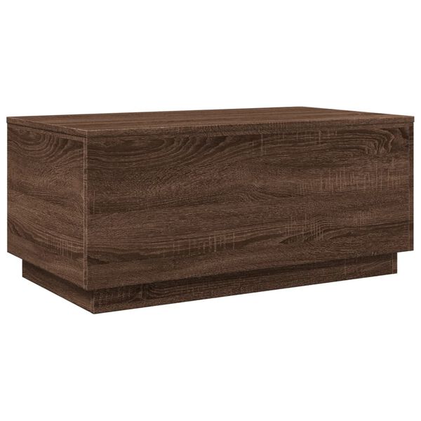vidaXL Coffee Table with LED Lights Brown Oak 90x50x40 cm