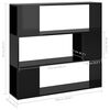 vidaXL Book Cabinet Room Divider High Gloss Black 100x24x94 cm