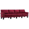 vidaXL 4-Seater Sofa Wine Red Fabric