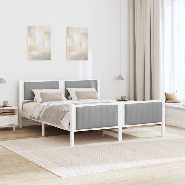 vidaXL Bed frame White and light grey 160 x 200 cm Solid pine wood
