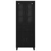 vidaXL Highboard with Drawer 2 pcs Black Oak Engineered Wood and Glass