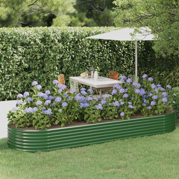 vidaXL Garden Raised Bed Galvanised Steel 322x100x36 cm Green