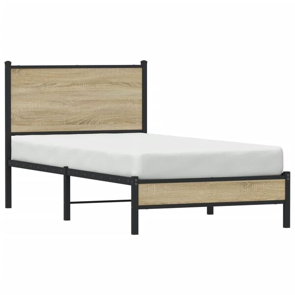 vidaXL Metal Bed Frame without Mattress Sonoma Oak 90x200 cm