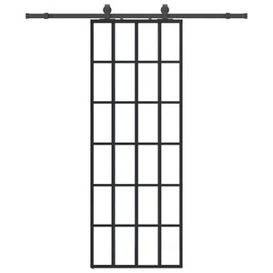 vidaXL Sliding Door with Hardware Set Black 76x205 cm ESG Glass