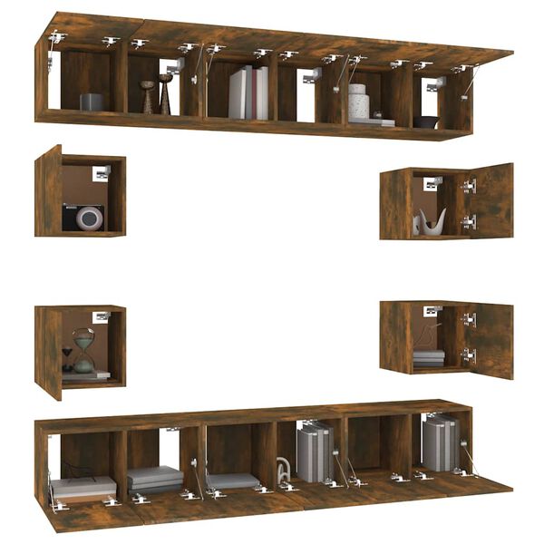 vidaXL 10 Piece TV Cabinet Set Smoked Oak Engineered Wood