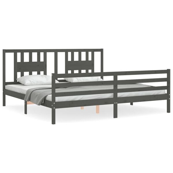 vidaXL Bed Frame without Mattress Grey 200x200 cm Solid Wood