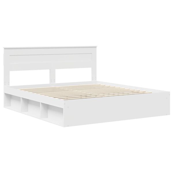 vidaXL Bed Frame with Headboard White 180 x 200 cm Solid Pine Wood