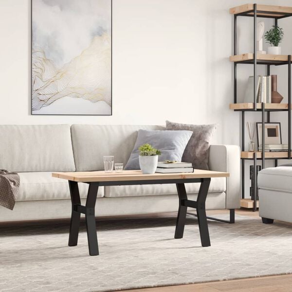 vidaXL Coffee Table Y-Frame 100x50x45.5 cm Solid Wood Pine and Steel