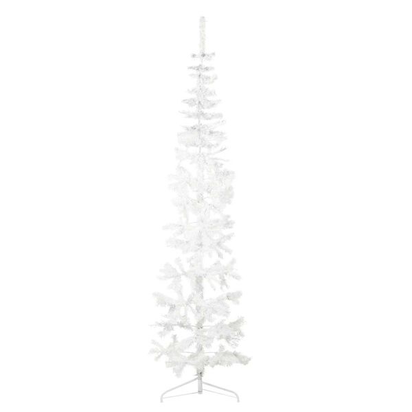 vidaXL Slim Artificial Half Christmas Tree with Stand White 210 cm