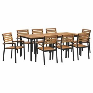 vidaXL Garden Dining Set 9 pcs Black Solid Acacia Wood
