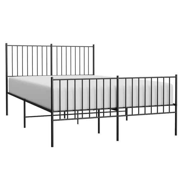 vidaXL Metal Bed Frame without Mattress with Footboard Black 140x200cm