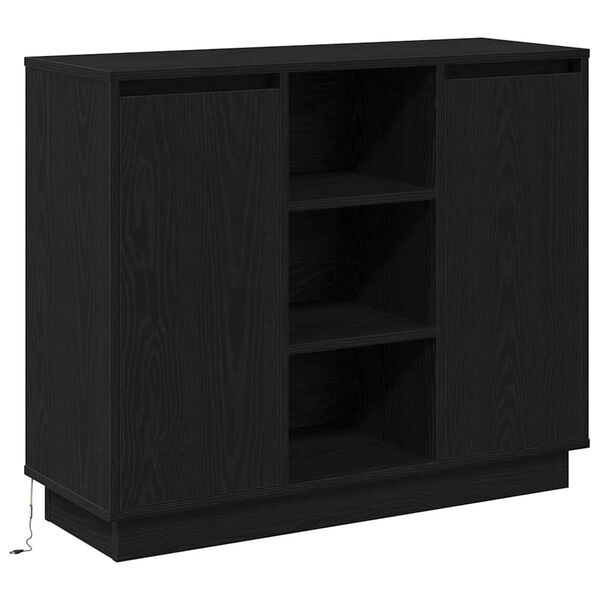 vidaXL LED Sideboard Black Oak 90 x 32 x 75 cm Engineered Wood