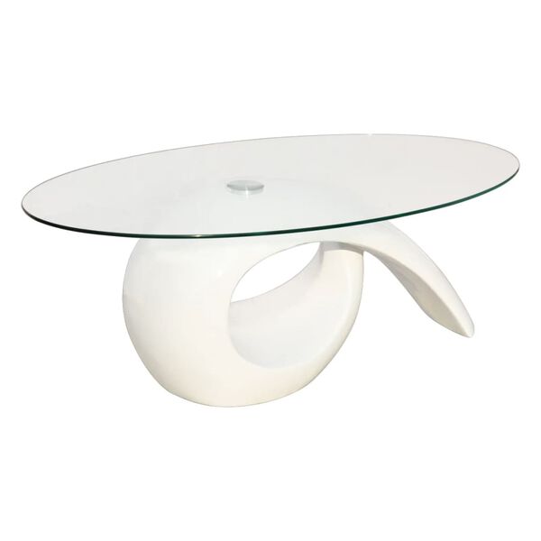 vidaXL Coffee Table with Oval Glass Top High Gloss White
