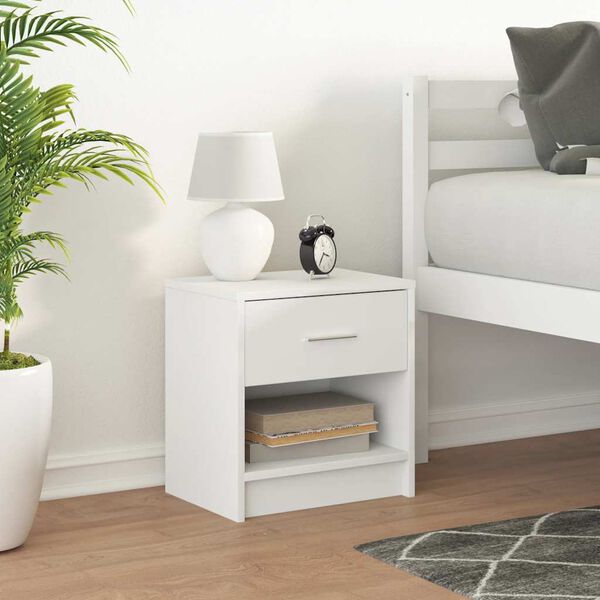 vidaXL Bedside Cabinet with Drawer White 39x28x41 cm