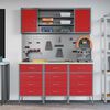 vidaXL Work Bench with Drawer 7 pcs Red 150 x 55 x 200 cm Steel