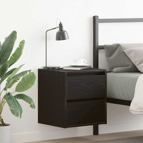 vidaXL Wall-mounted Bedside Cabinet Black Oak 38x34x40 cm