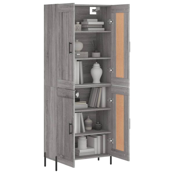 vidaXL Highboard Grey Sonoma 69.5x34x180 cm Engineered Wood