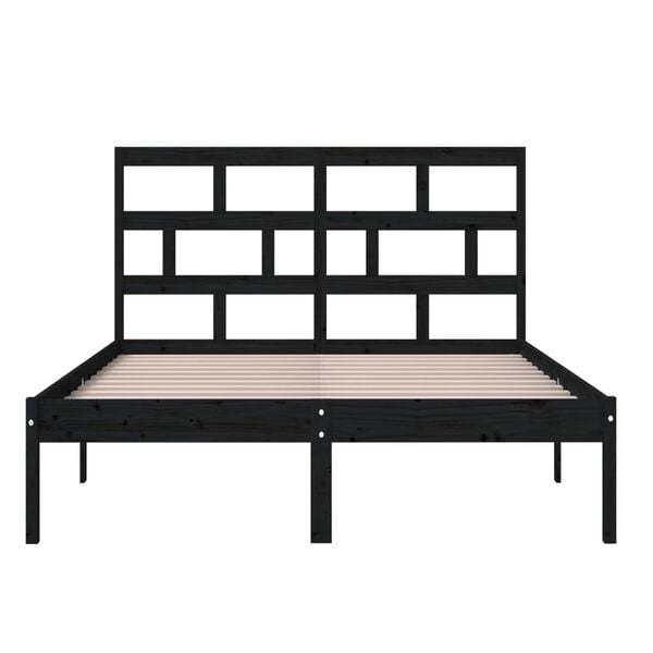 vidaXL Bed Frame without Mattress Black King Size Solid Wood