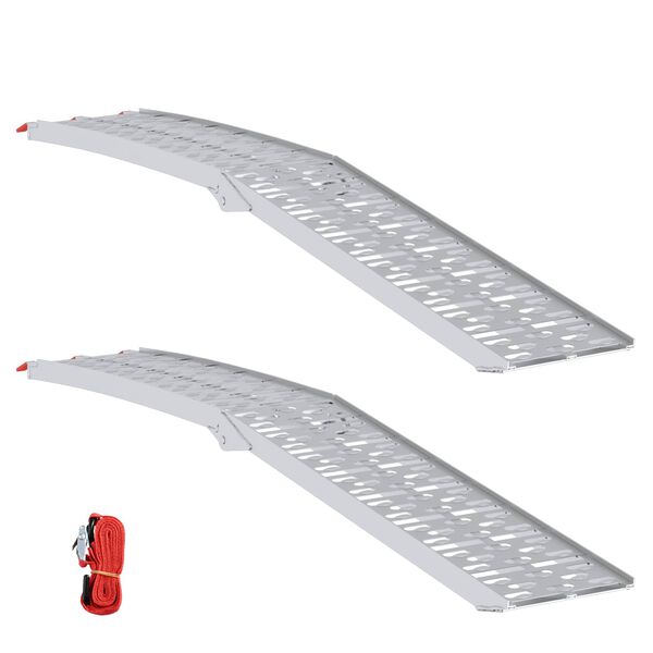 vidaXL Loading Ramp Folding 2 pcs Silver 222 x 29 x 14 cm Aluminium