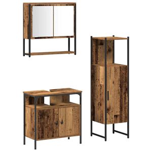 vidaXL Bathroom Furniture Set with Shelf 3 pcs Brown Engineered wood