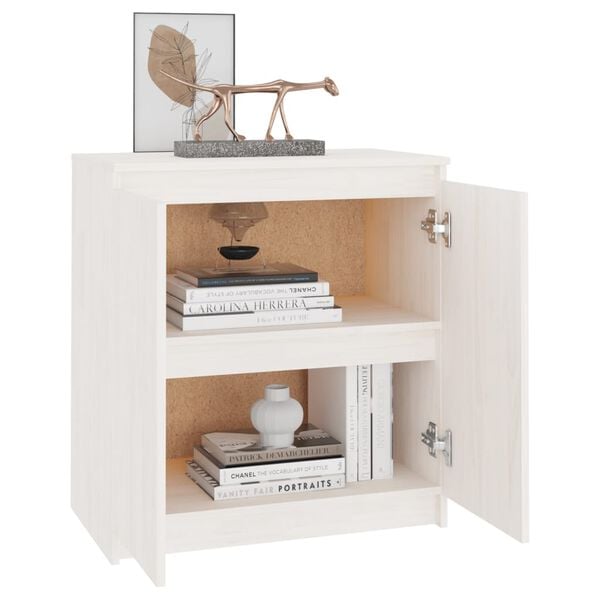 vidaXL Side Cabinet White 60x36x65 cm Solid Wood Pine
