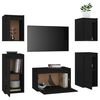 vidaXL TV Cabinets 5 pcs Black Solid Wood Pine