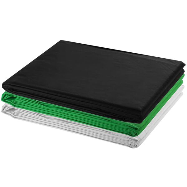 vidaXL Photo Studio Kit with 3 Cotton Backdrops Adjustable Frame 3x3m