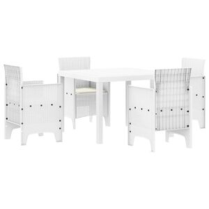 vidaXL Garden Dining Set 5 pcs White Polt rattan