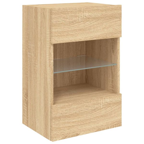 vidaXL TV Wall Cabinet with LED Lights Sonoma Oak 40x30x60.5 cm
