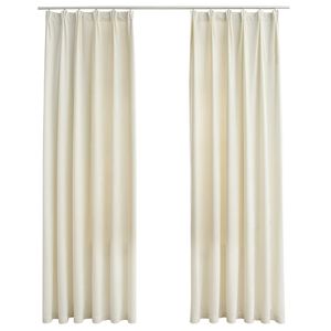 vidaXL Blackout Curtains 2 pcs with Hooks Velvet Cream 140x225 cm
