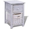 vidaXL Bedside Cabinet | White | Paulownia wood, Wicker | Compact