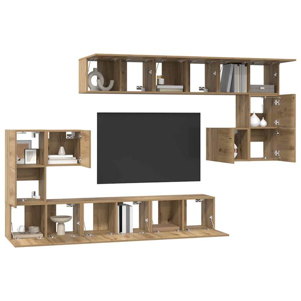 vidaXL TV Cabinet Set Wall-mounted 10 pcs Artisan Oak Engineered Wood