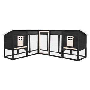 vidaXL Outdoor Rabbit Hutch with Run Grey and White Solid Fir Wood