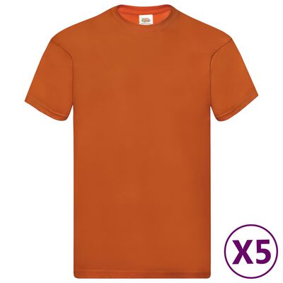 Fruit of the Loom Original T-shirts 5 pcs Orange 3XL Cotton