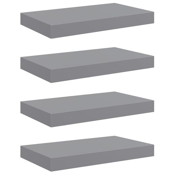 vidaXL Floating Wall Shelves 4 pcs Grey 40x23x3.8 cm MDF