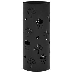 vidaXL Umbrella Stand | Black | Powder-coated steel | Medium | Decorative Inlays
