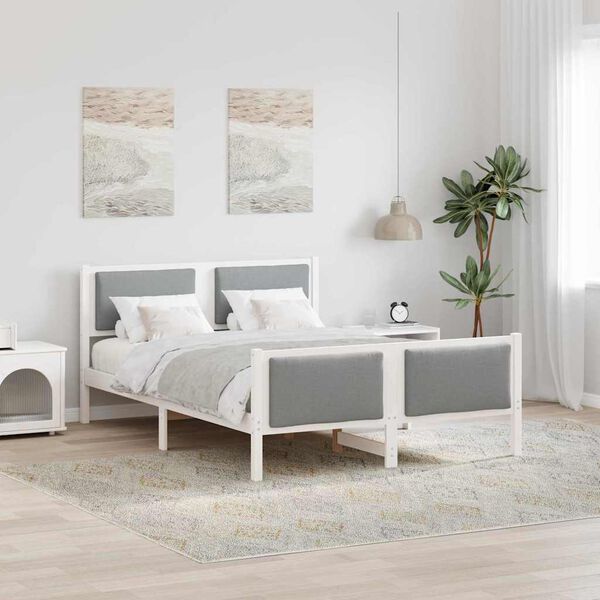 vidaXL Bed Frame with Headboard Light Grey 150 x 200 cm Fabric