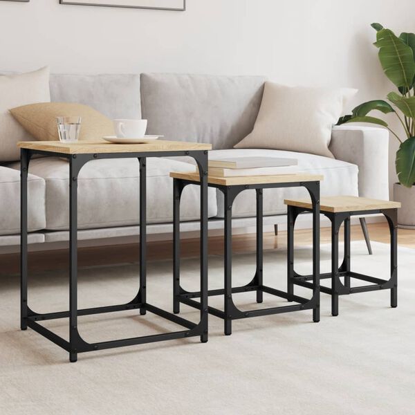 vidaXL Nesting Coffee Tables 3 pcs Sonoma Oak Engineered Wood