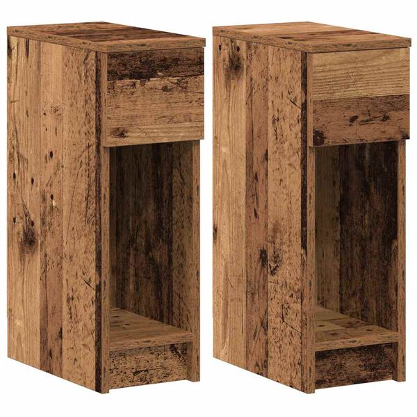 vidaXL Bedside Cabinets with Drawer 2 pcs Old Wood 20x36x60 cm