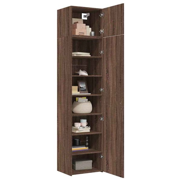 vidaXL Slim Storage Cabinet Brown Oak 50x42.5x225 cm Engineered Wood