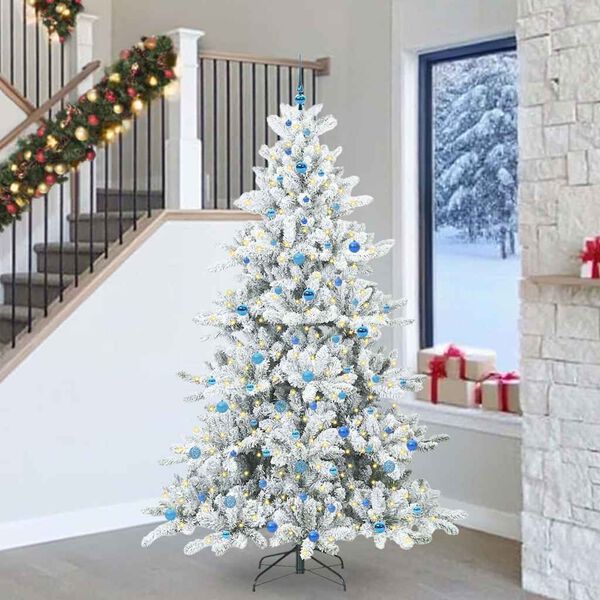 vidaXL Artificial Hinged Christmas Tree White 240 cm PVC and Steel