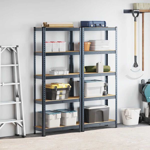 vidaXL 5-Layer Storage Shelves 2 pcs Anthracite Steel&Engineered Wood