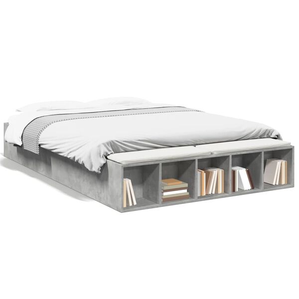 vidaXL Bed Frame without Mattress Concrete Grey 140x200 cm