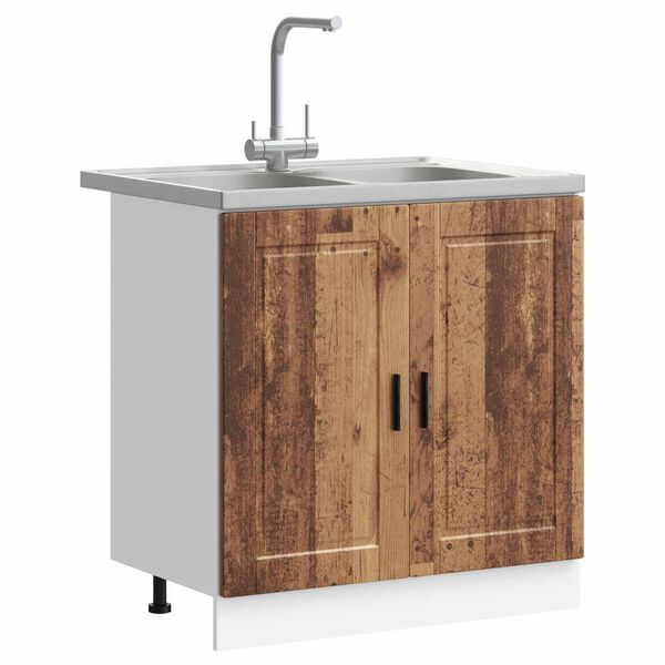 vidaXL Sink Base Cabinet with Door Porto 2 pcs Brown Engineered wood