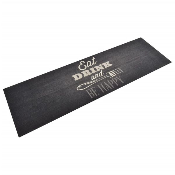 vidaXL Kitchen Rug Washable Kitchen Black 60x180 cm Velvet