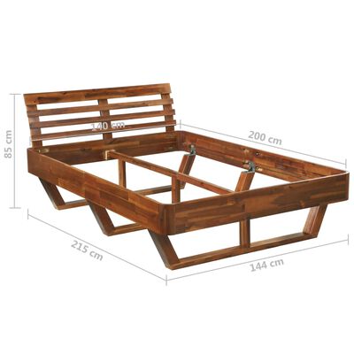 vidaXL Bed Frame with 2 Nightstands Solid Acacia Wood 140x200 cm