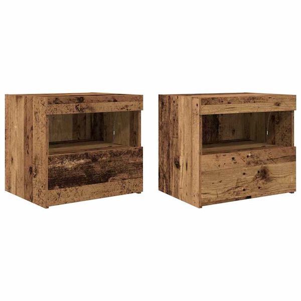 vidaXL Bedside Cabinet 2 pcs Old Wood 50 x 40 x 45 cm Engineered Wood